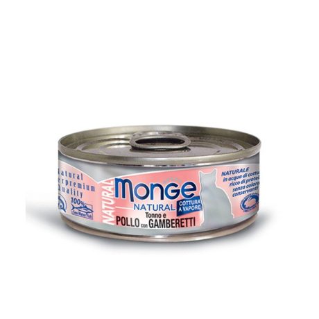 Monge kons.pašaras katėms su tuno, vištienos ir krevečių gabalėliais savo sultyse 80g