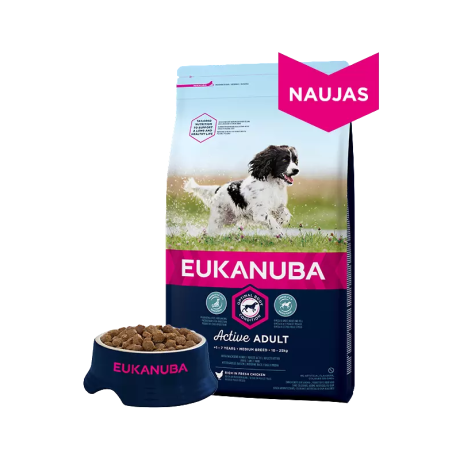 Eukanuba Adult Medium Breed Maintenance visavertis pašaras su vištiena 15kg