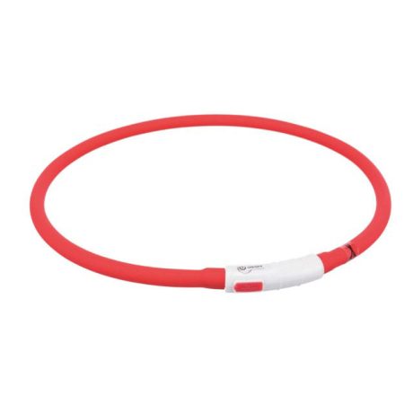 Trixie LED antkaklis USB, silikonas, XS-XL 70cm/10mm, raudonas