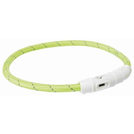 Trixie LED antkaklis USB, TPU/nailonas, M-L 45cm/7 mm, žalias